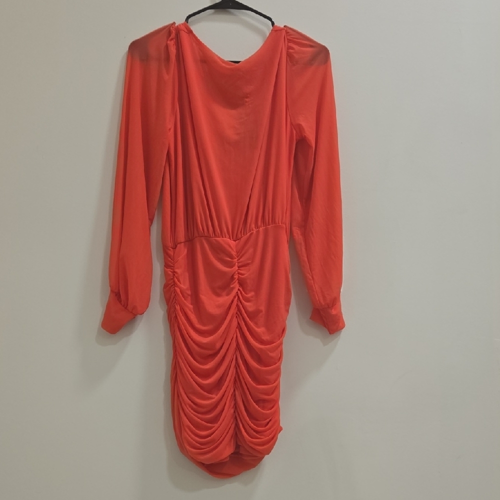 Fashion Nova Vibrant Orange Long Sleeve Dress - Picture 9 of 14